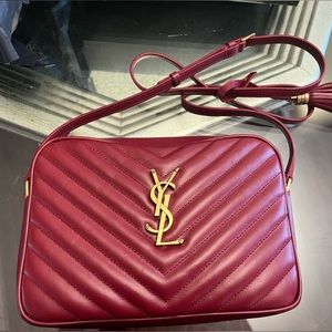 Saint Laurent
Lou Medium YSL Quilted Camera Crossbody Bag with Pocket Opyum Red